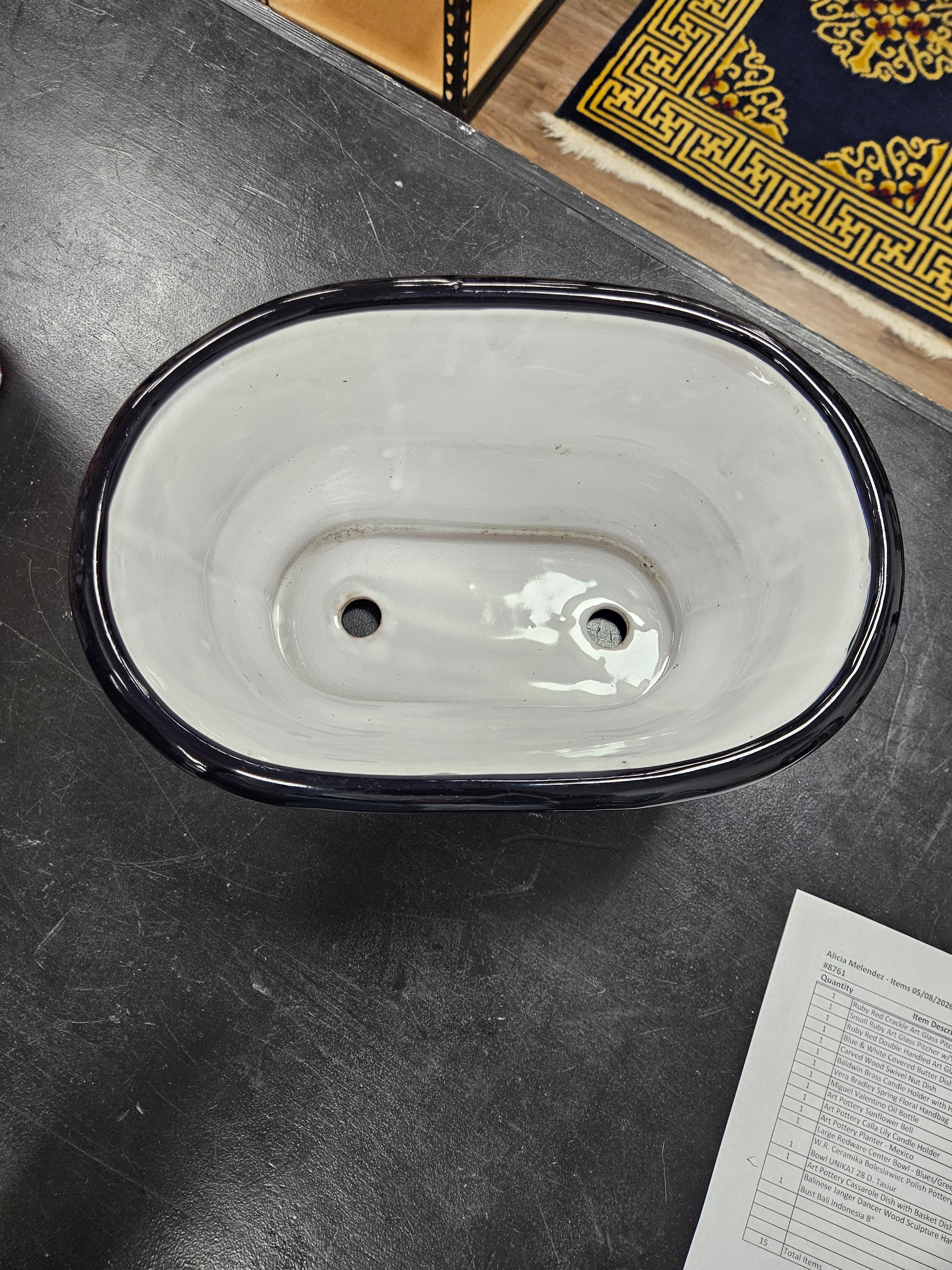 Blue Orange Pottery Planter