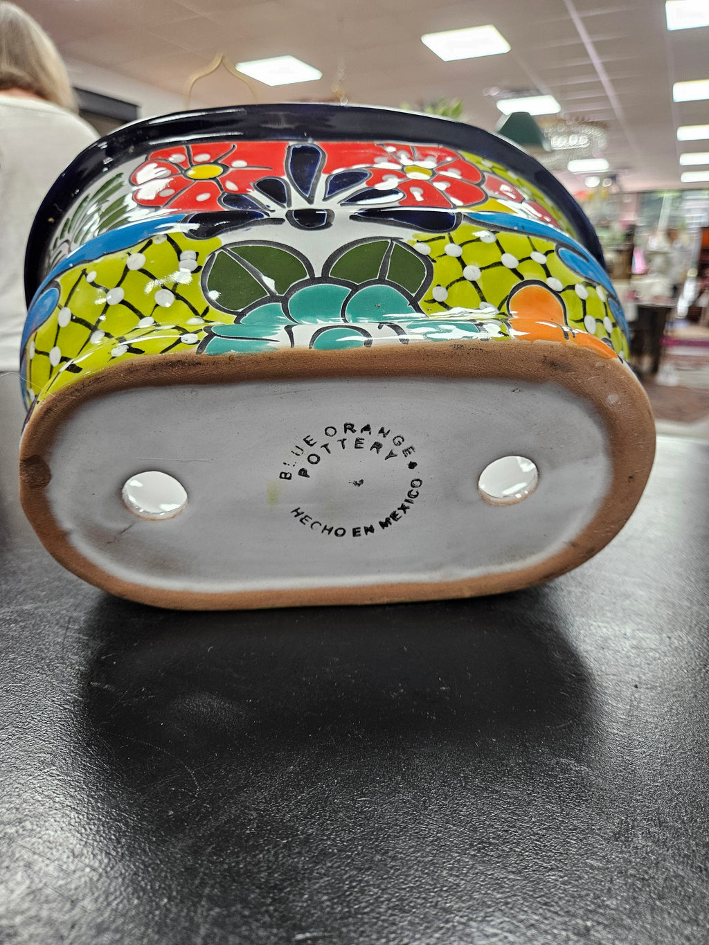 Blue Orange Pottery Planter
